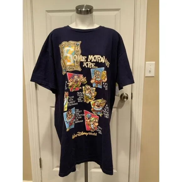 Disney Navy Blue Snow White &amp; Seven Dwarves Vintage Sleep Shirt Nightgown O/S