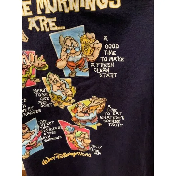 Disney Navy Blue Snow White &amp; Seven Dwarves Vintage Sleep Shirt Nightgown O/S