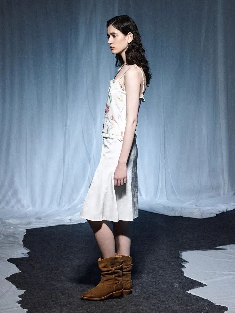 Distressed Print Mesh Suspenders