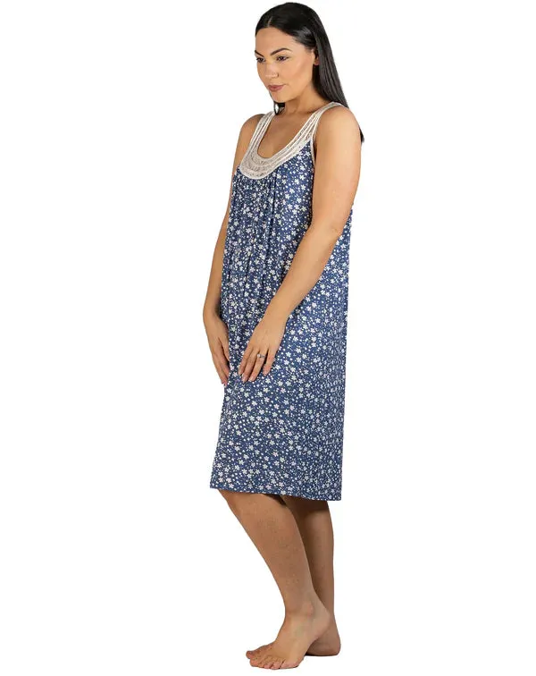 Disty Floral Sleeveless Nite Steel Blue