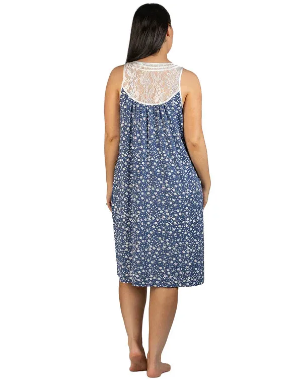 Disty Floral Sleeveless Nite Steel Blue