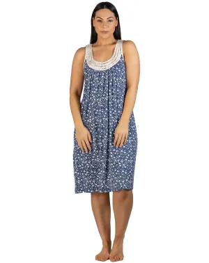 Disty Floral Sleeveless Nite Steel Blue