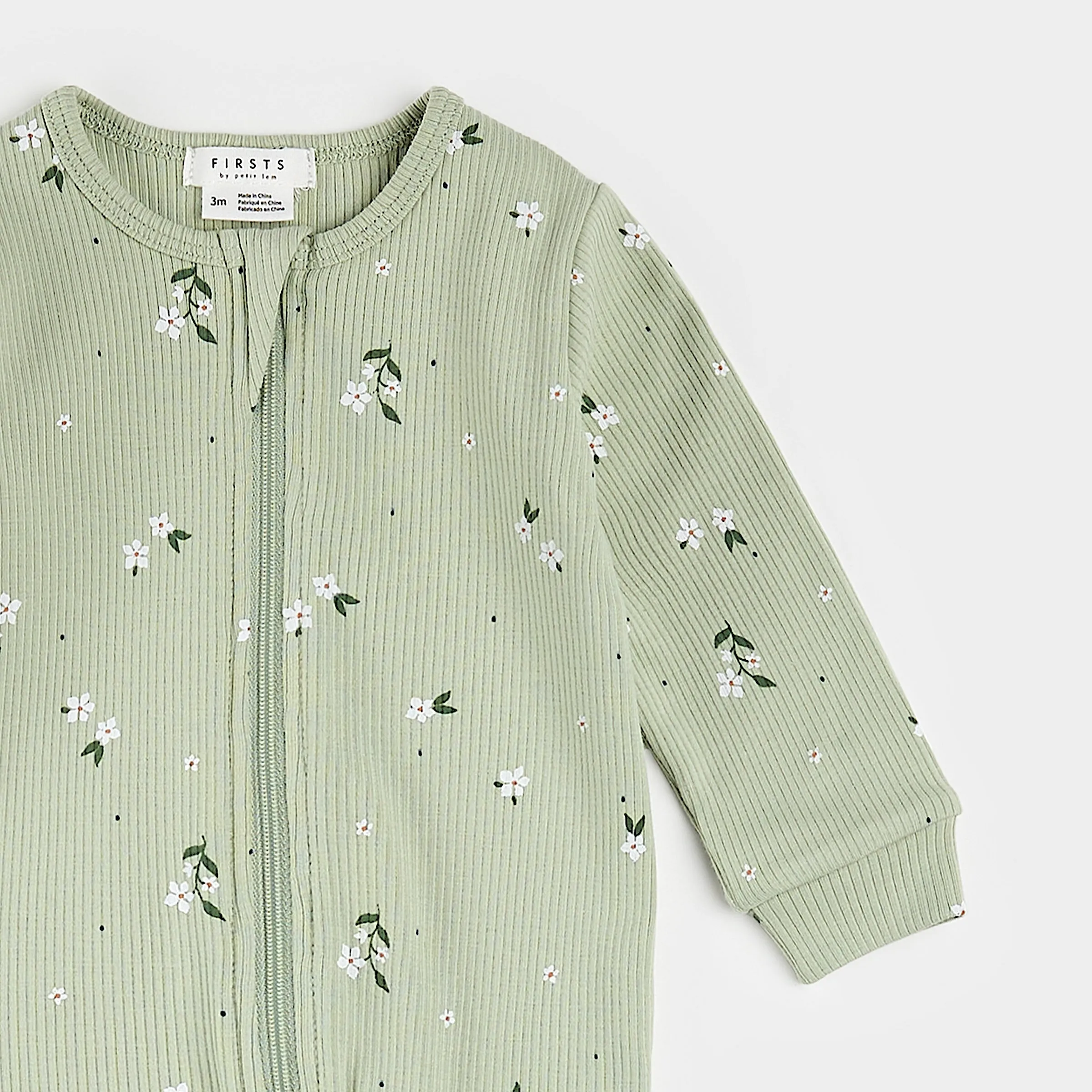 Ditsy Floral Print on Ribbed Desert Sage Sleeper