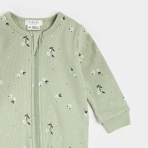 Ditsy Floral Print on Ribbed Desert Sage Sleeper