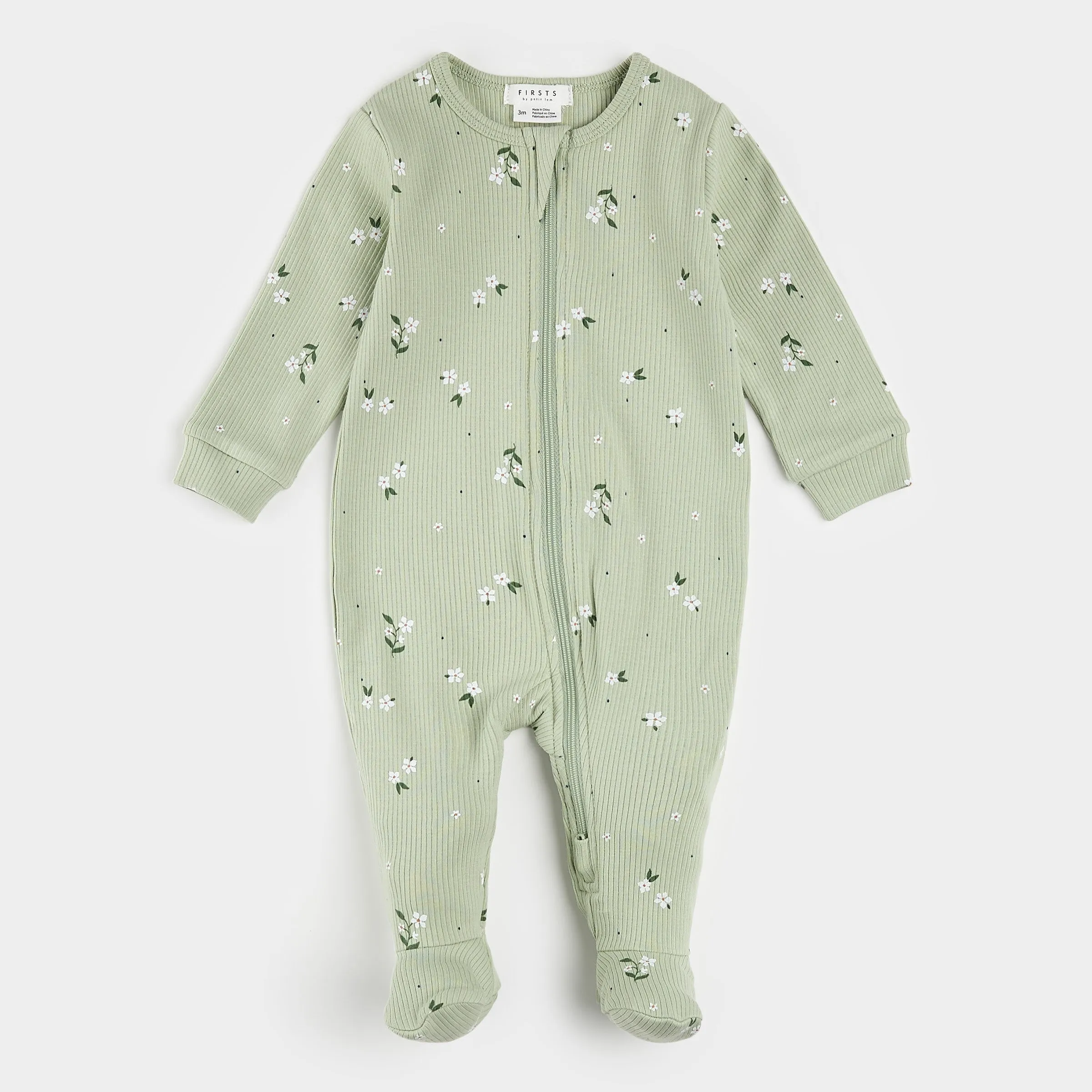Ditsy Floral Print on Ribbed Desert Sage Sleeper