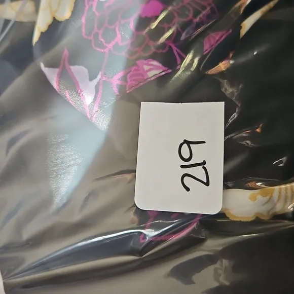 DJ &amp; Juju Black Pink Floral Kimono Sleepwear Feminine Flowy Oversized Cozy Sz M