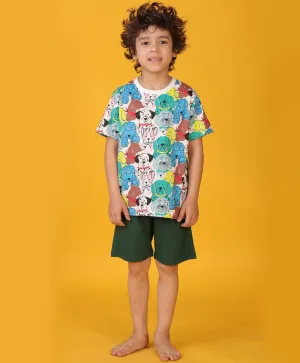DOGS GREEN SLEEPWEAR SHORT SET - WHITE/GREEN