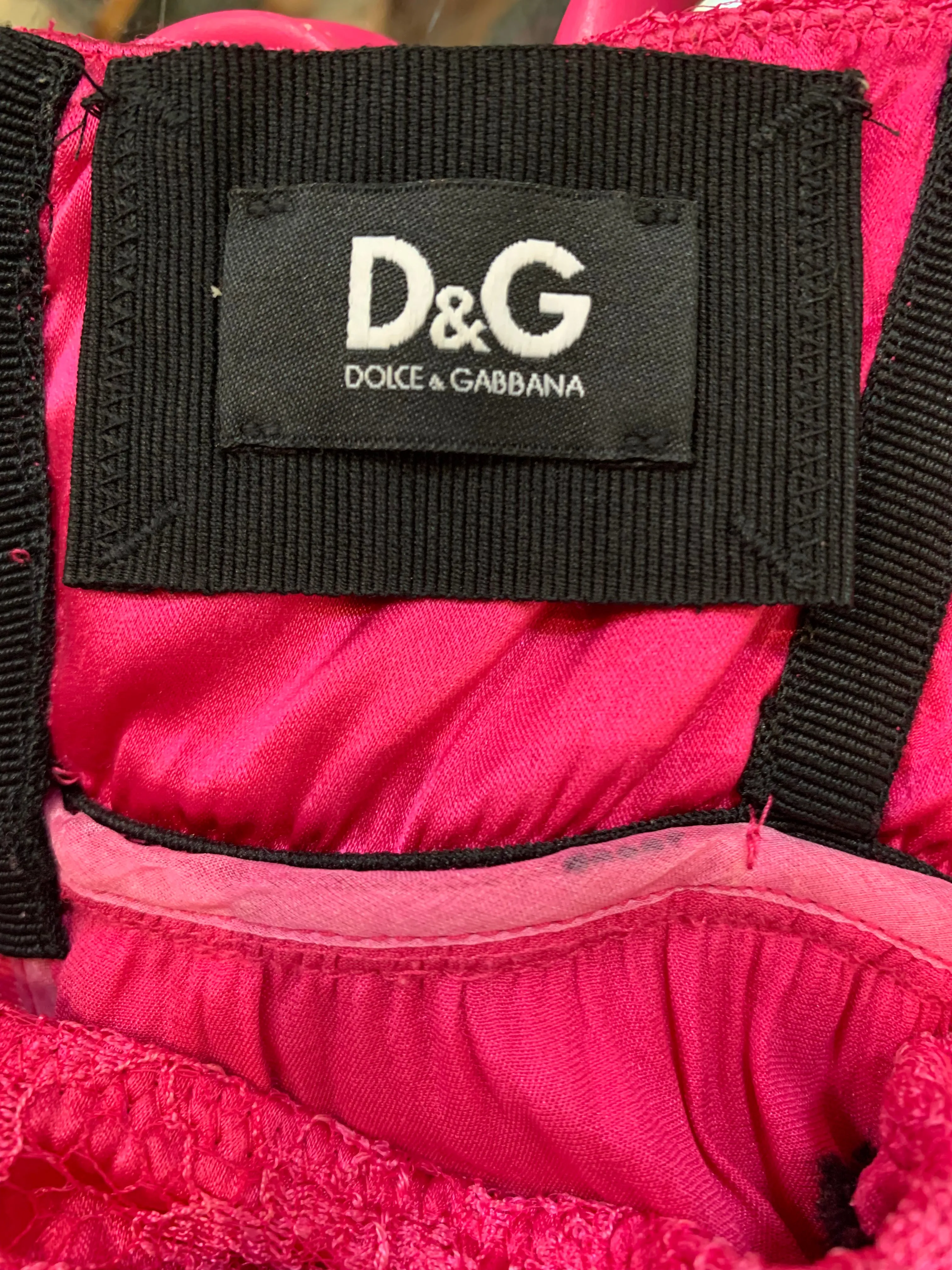 Dolce and Gabbana  Y2K Fuchsia Pink Lace Baby Doll Mini