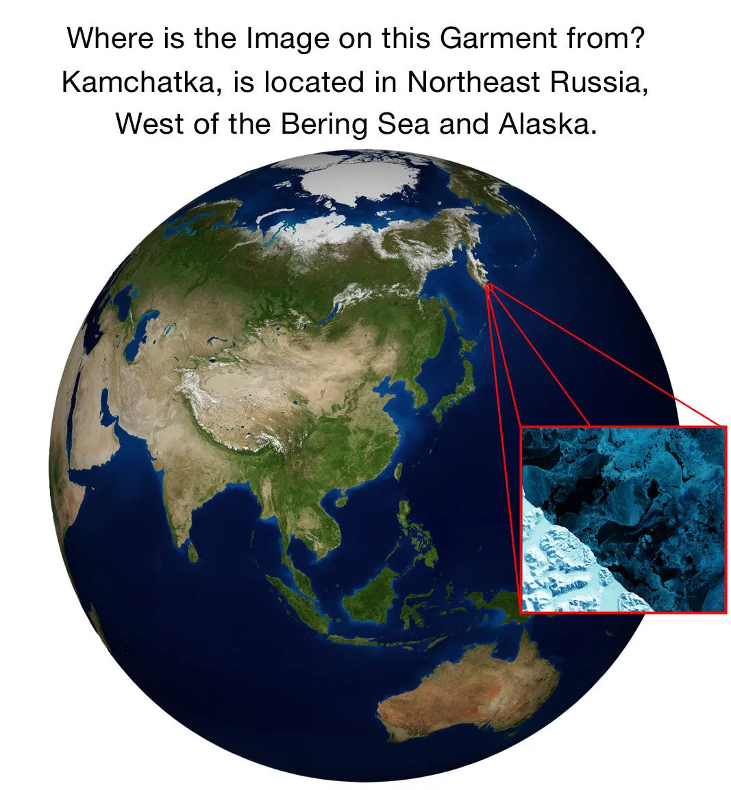 Dolman Top-Google Earth Image-Landscape Clothing-Kamchatka