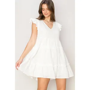 DOUBLE GAUZE TIERED MINI DRESS