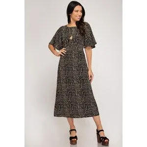 Dress With Spot Pattern-Black