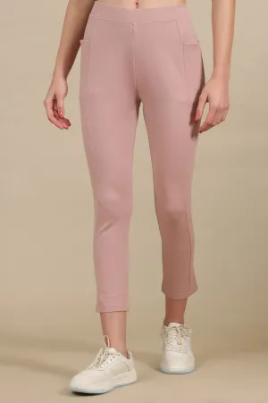 Dusty Pink Calf Length Yoga Tights
