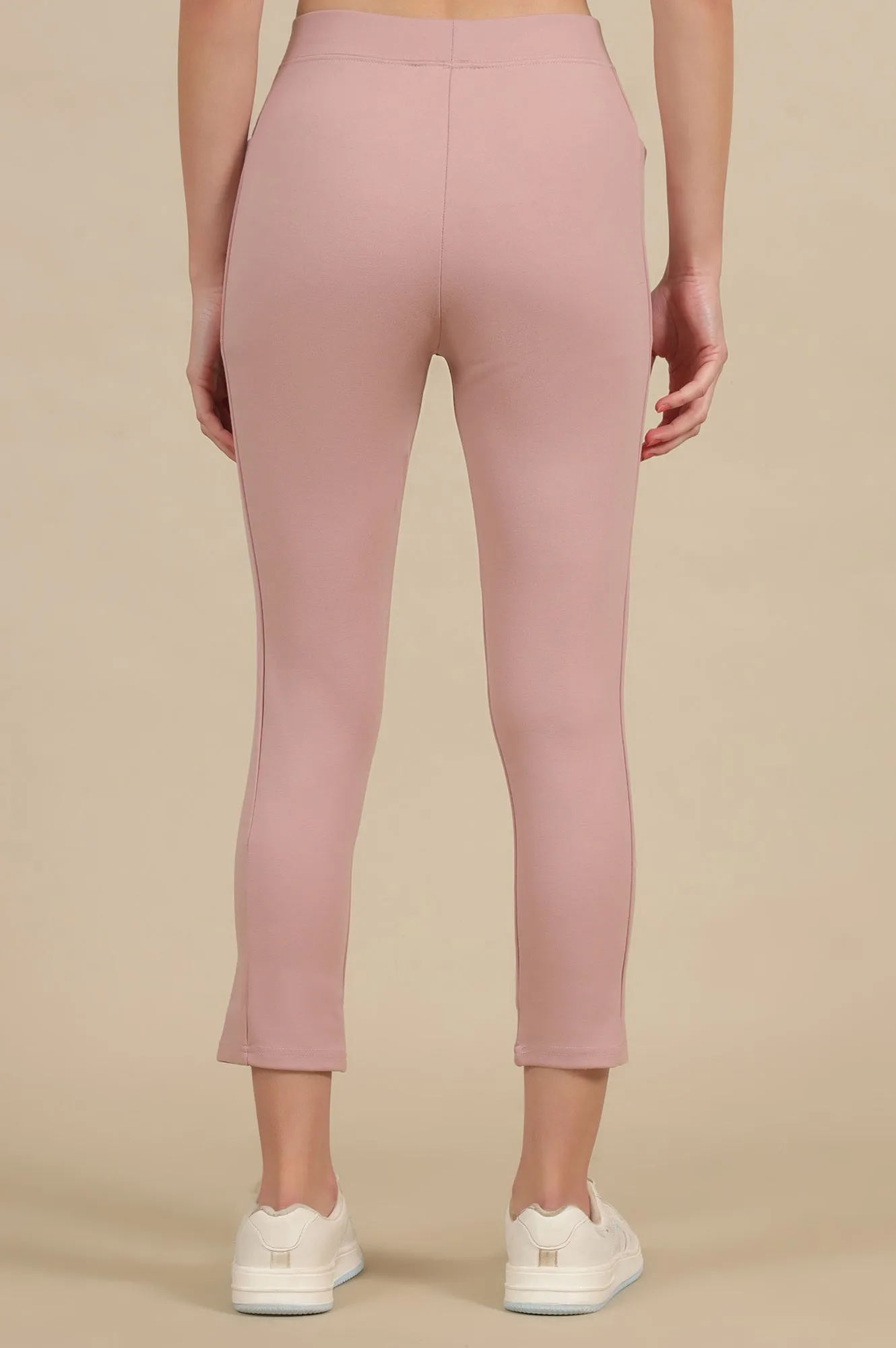 Dusty Pink Calf Length Yoga Tights