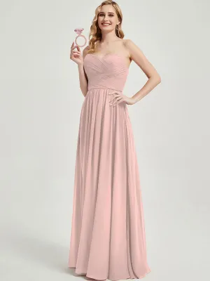 Dusty Pink Pleated Convertible Maxi Chiffon Bridesmaid Dress