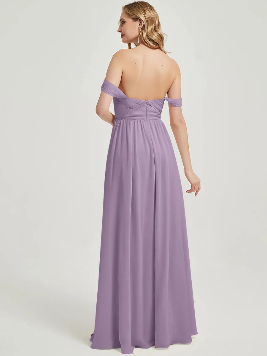 Dusty Purple Pleated Convertible Maxi Chiffon Bridesmaid Dress