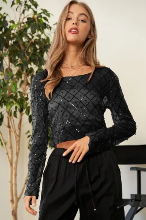 DVD Sequin Mesh Top