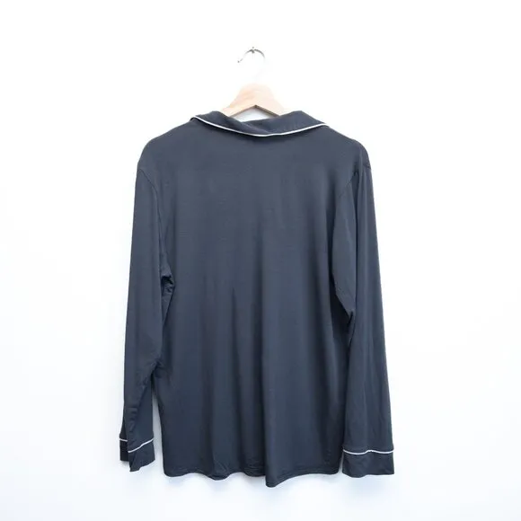 Eberjey Soft and Comfy Gray Long PJ Top &quot;Gisele&quot;