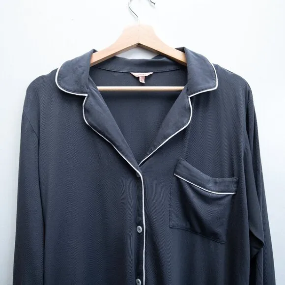 Eberjey Soft and Comfy Gray Long PJ Top &quot;Gisele&quot;