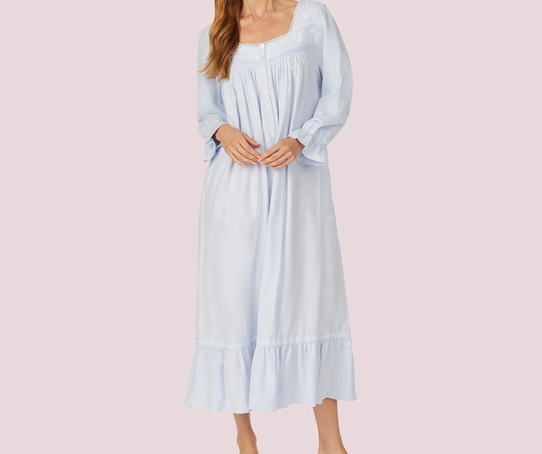 Ecovero Blue Rose Long Sleeve Nightgown Eileen West