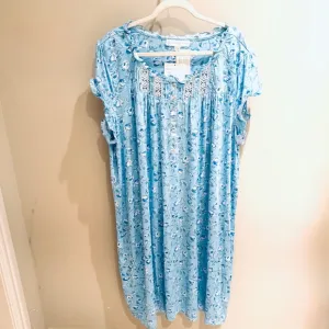 Eileen West Nightgown Floral Print Short Sleeve Sleep Dress Lounger 2X