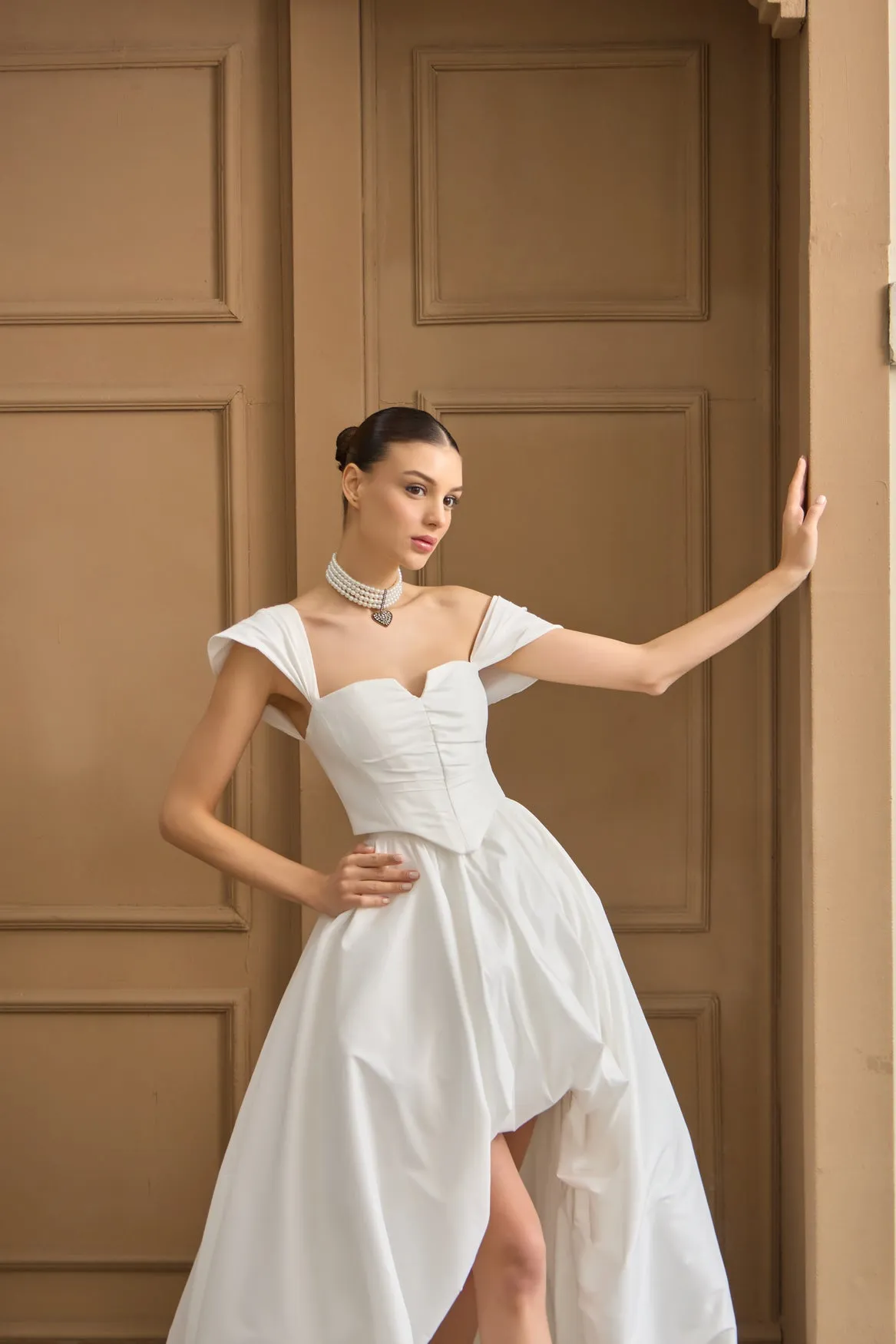 Eira bubble hem high low skirt