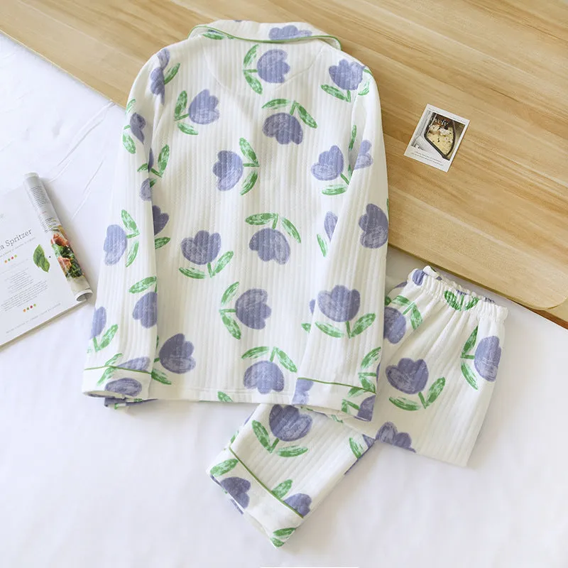 Elegant Cotton Tulip Print Sleepwear