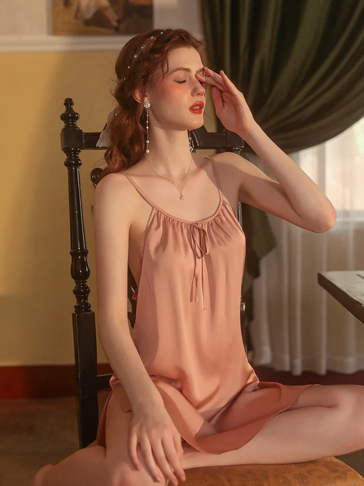 Elegant Halter Neck Satin Slip Dress