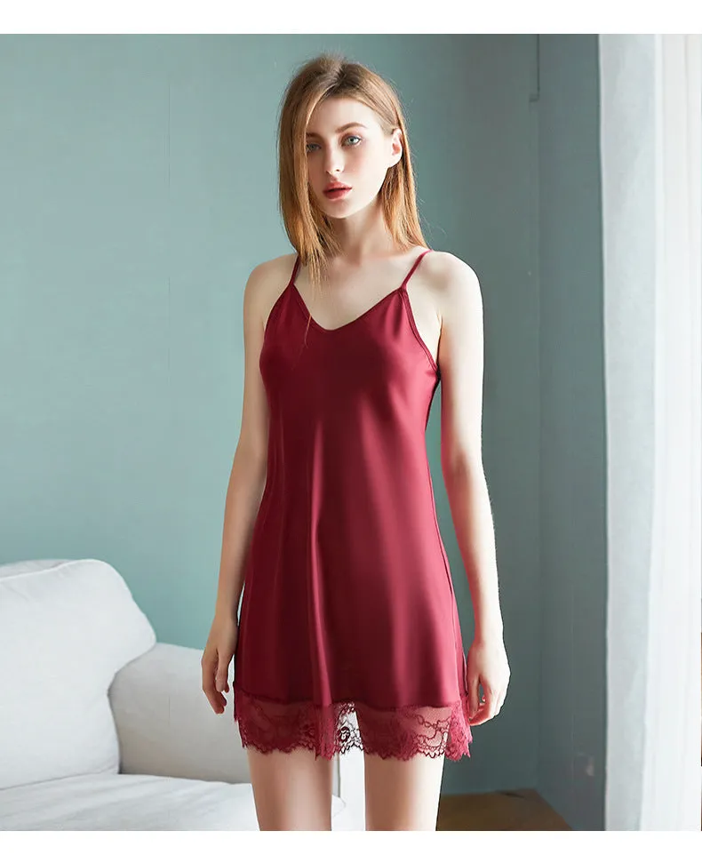 Elegant Lace Nightgown with Ribbon Tie Straps