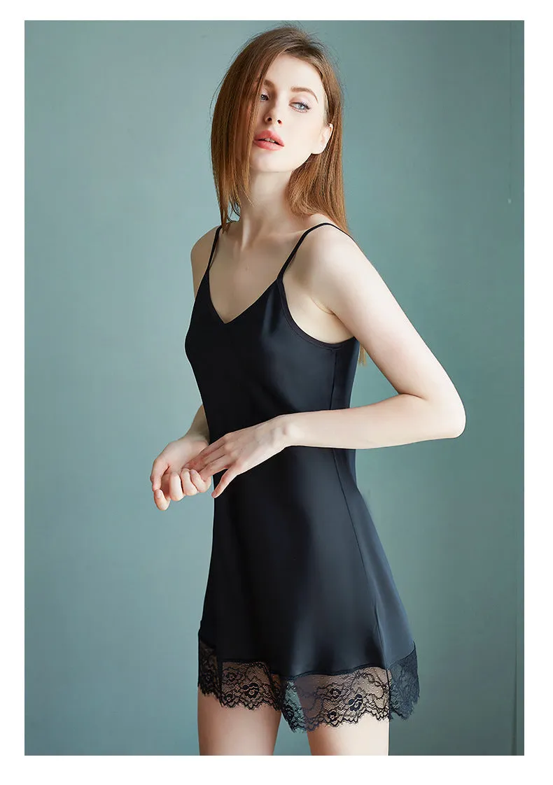 Elegant Lace Nightgown with Ribbon Tie Straps