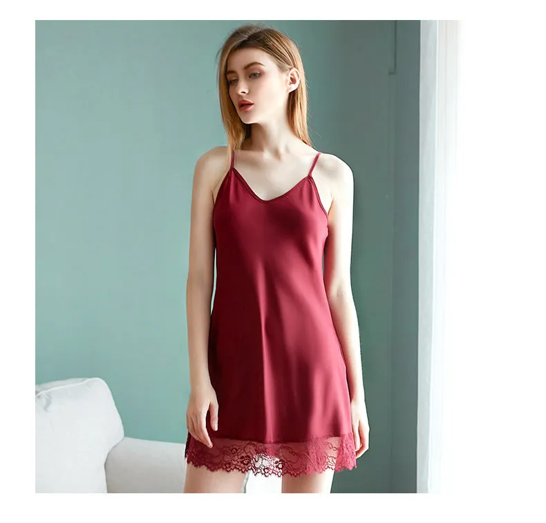 Elegant Lace Nightgown with Ribbon Tie Straps