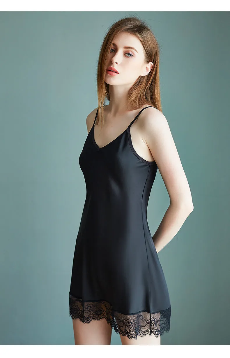 Elegant Lace Nightgown with Ribbon Tie Straps