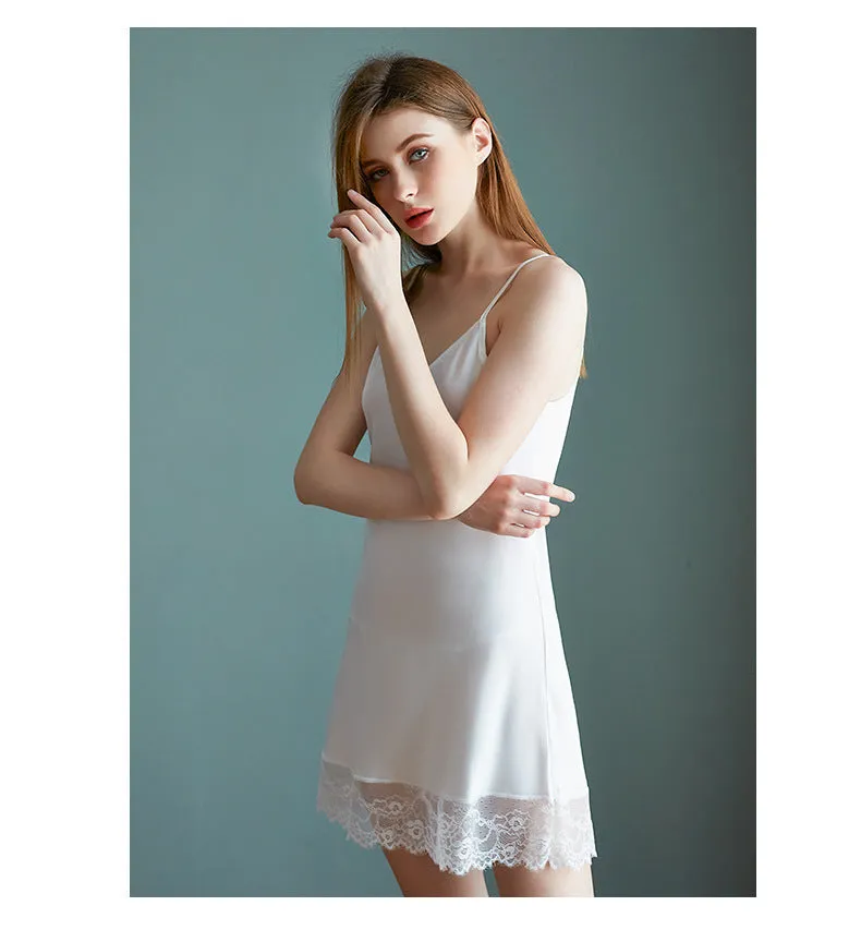 Elegant Lace Nightgown with Ribbon Tie Straps