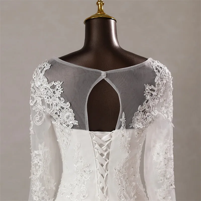 Elegant long sleeves applique mermaid Wedding dresses marriage dress