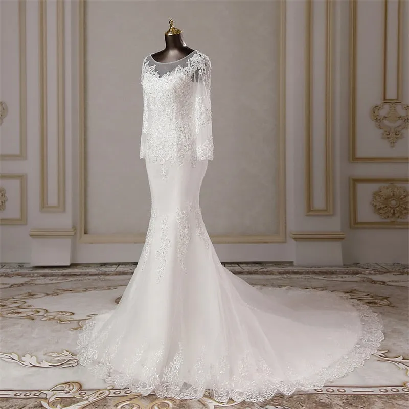 Elegant long sleeves applique mermaid Wedding dresses marriage dress