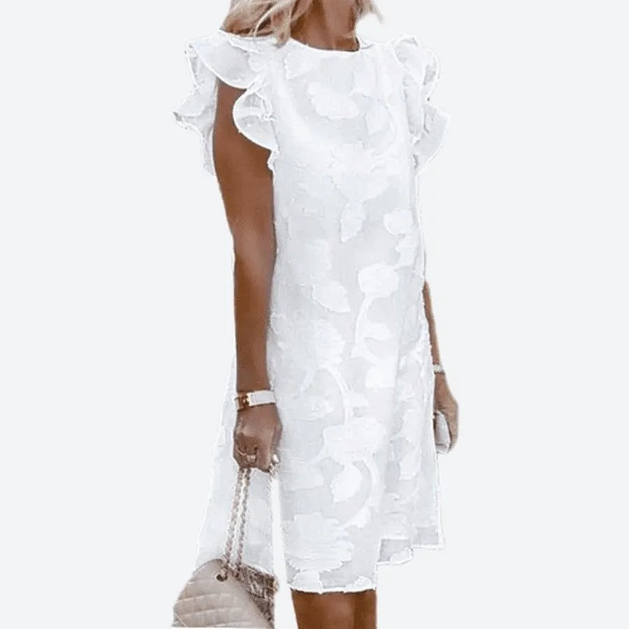Elegant Ruffle Sleeve Floral Dresses