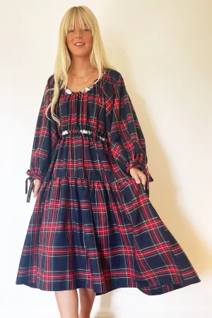 Eliza Faulkner Josie Dress- Navy Plaid