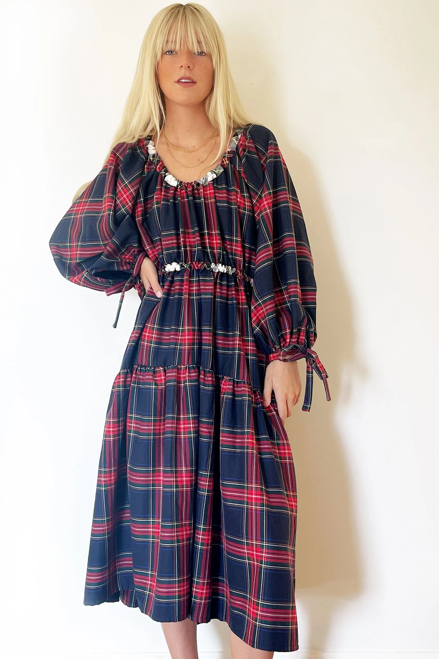 Eliza Faulkner Josie Dress- Navy Plaid