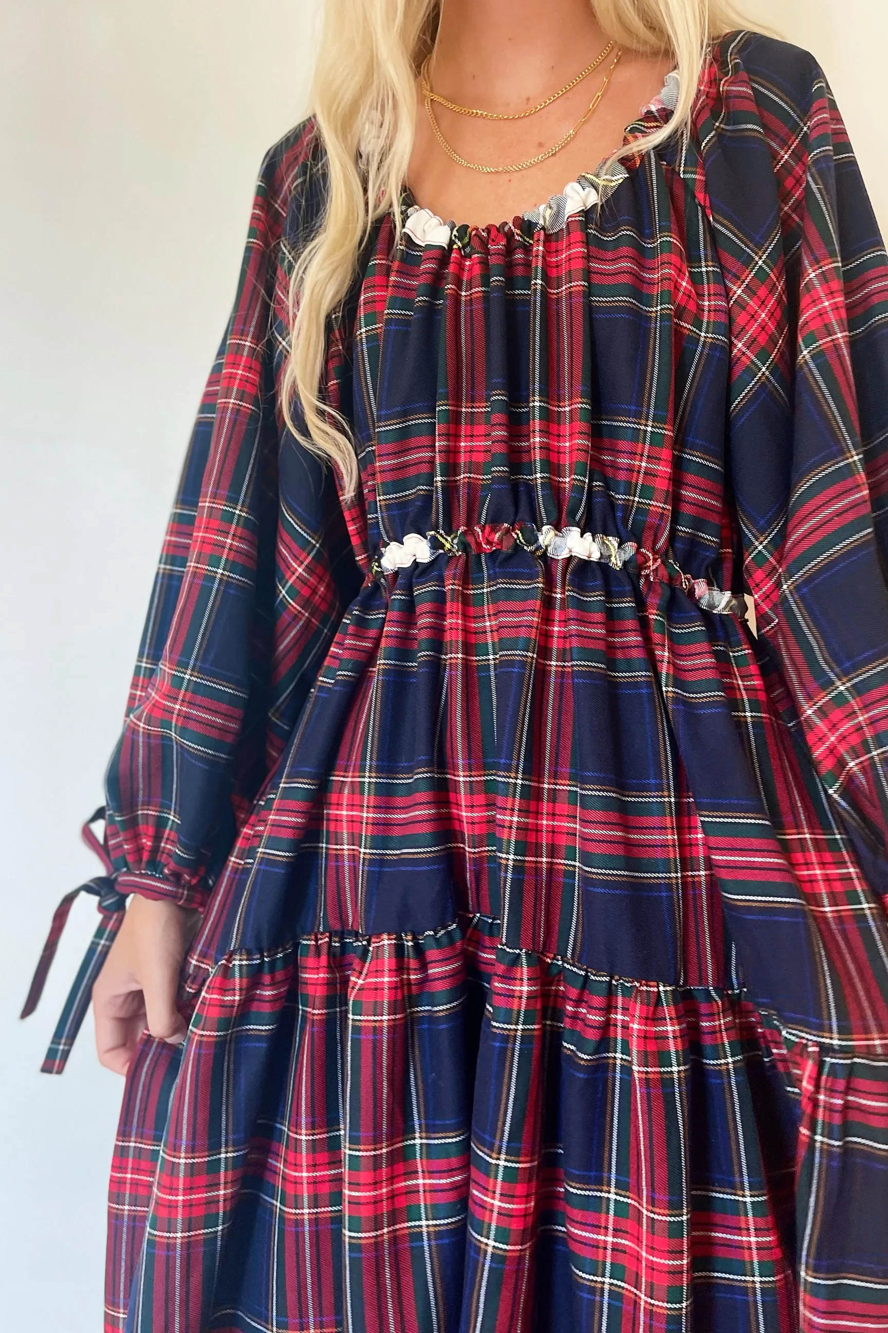 Eliza Faulkner Josie Dress- Navy Plaid