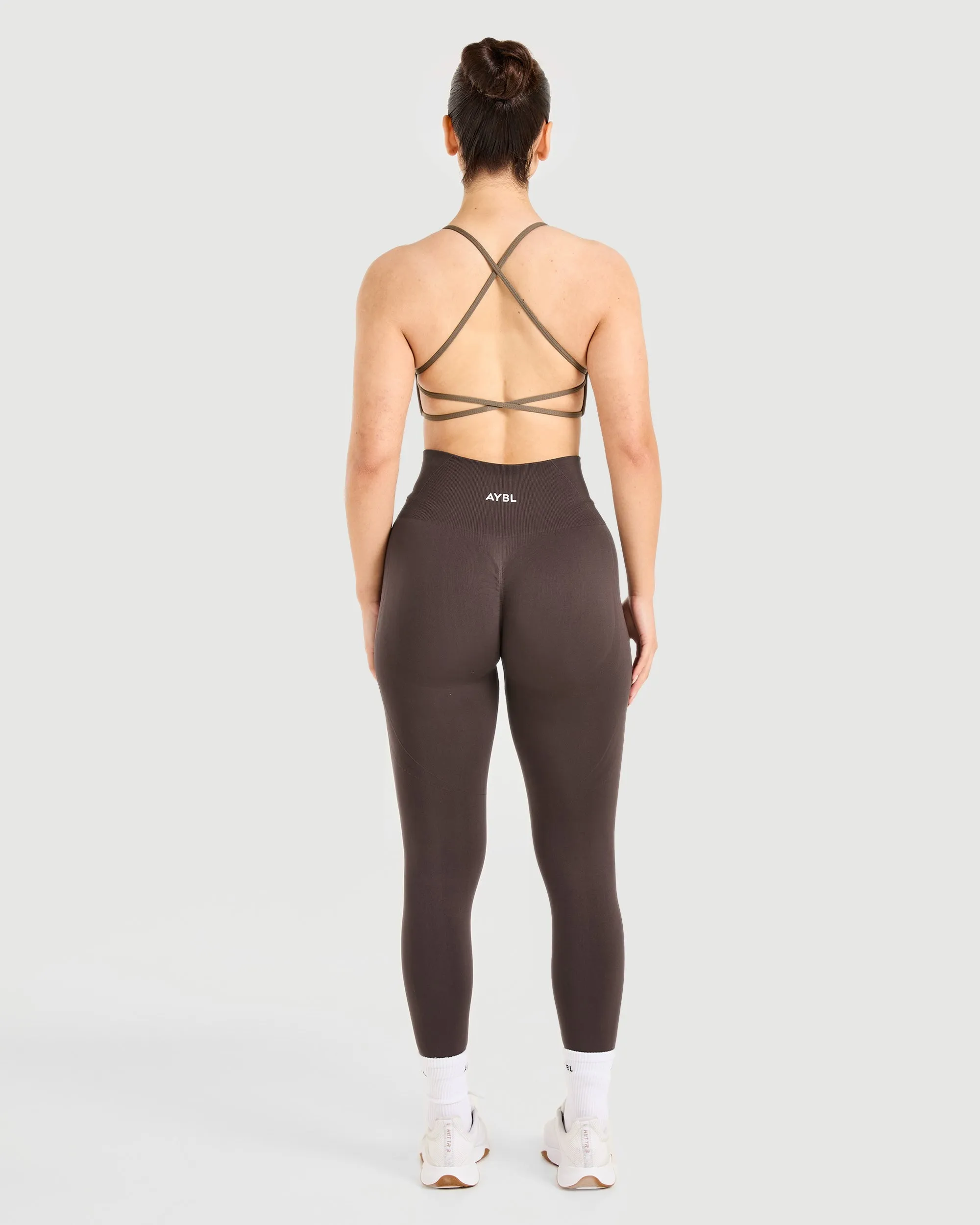 Essential Crossback Sports Bra - Mocha Brown