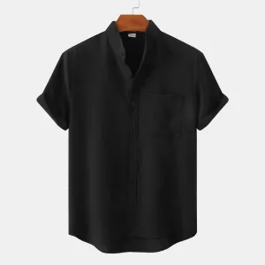 Fabiana® | Men'S Linen Shirt With Short Sleeves And Lapels
