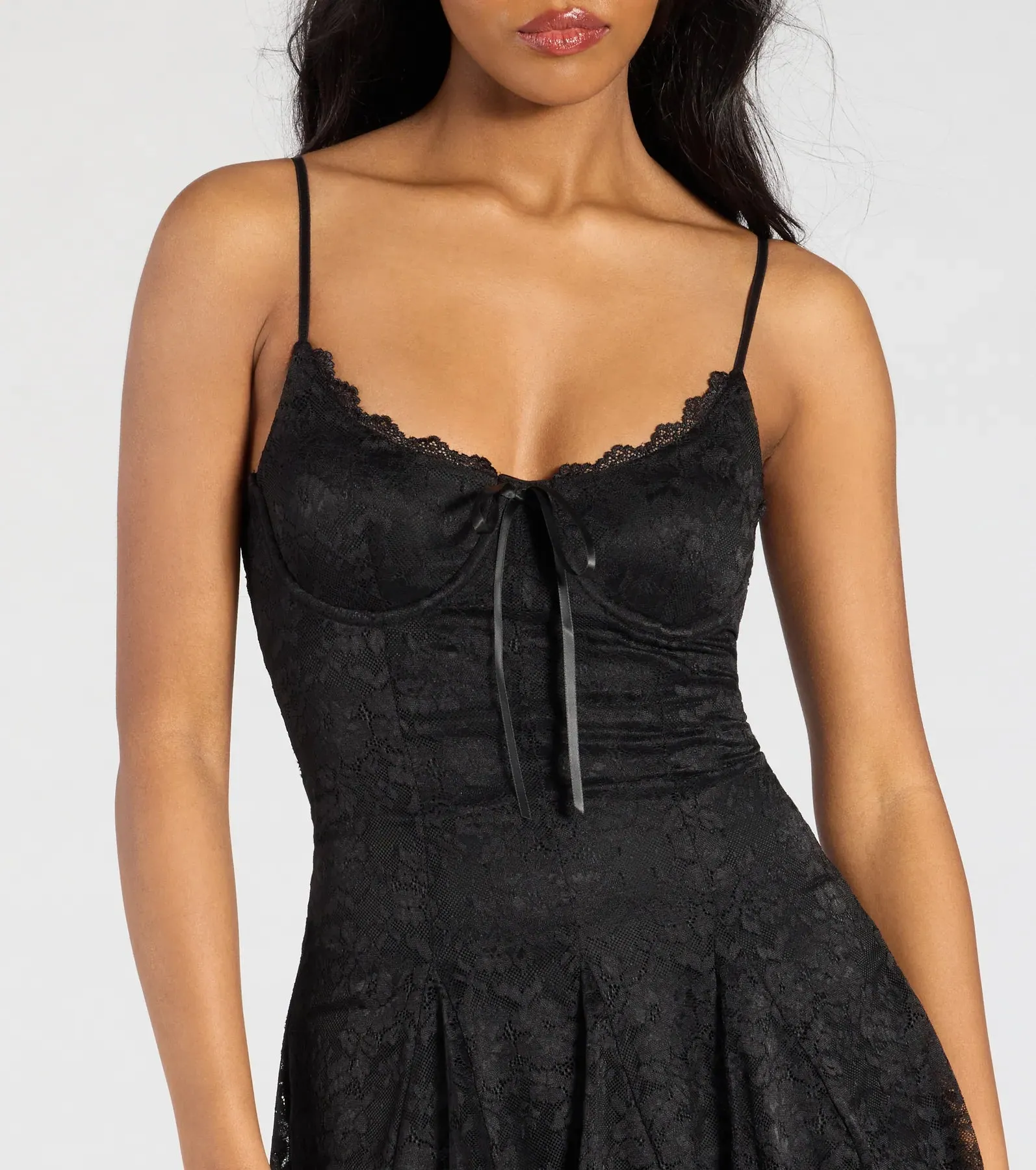 Falling In Love V-Neck Lace A-Line Mini Dress