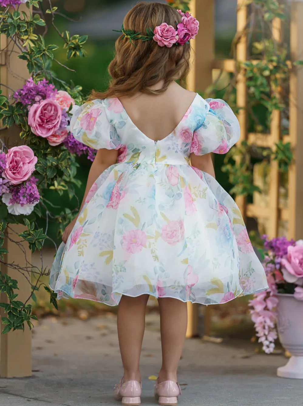 Fancy Floret Open Back Party Dress