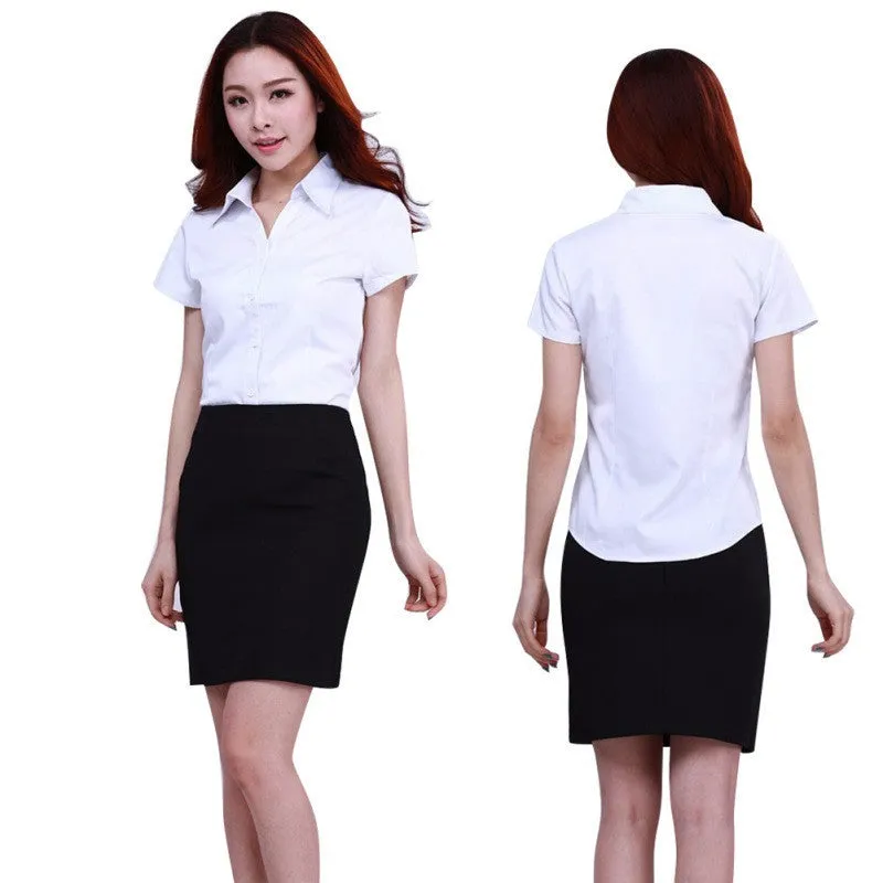 fashion White Shirt Women work wear Long Sleeve Tops Slim Women's Blouses Shirts plus size