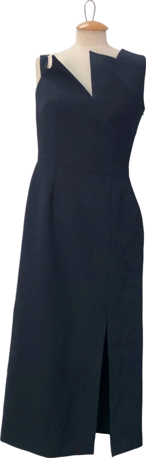 Filiarmi Black Asymmetrical Neck Midi Dress UK 8