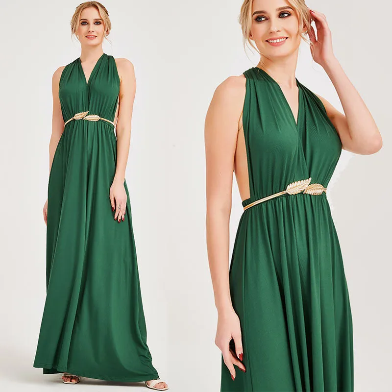 [Final Sale] Emerald Green Infinity Wrap Maxi Bridesmaid Dress