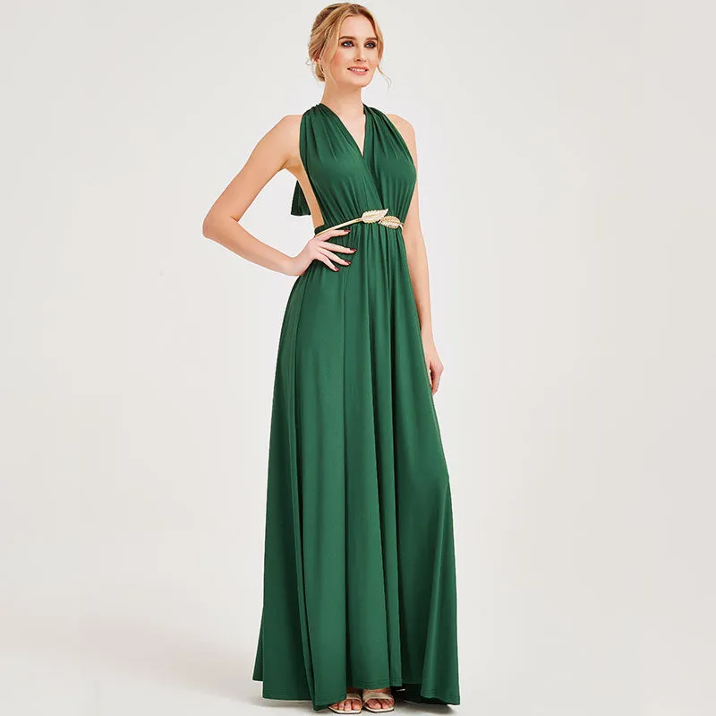 [Final Sale] Emerald Green Infinity Wrap Maxi Bridesmaid Dress