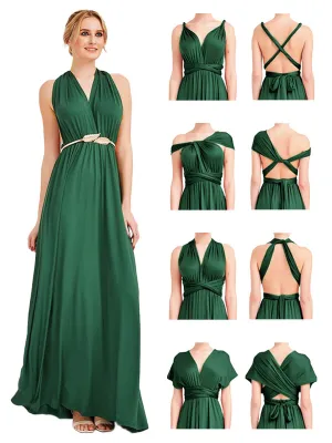 [Final Sale] Emerald Green Infinity Wrap Maxi Bridesmaid Dress