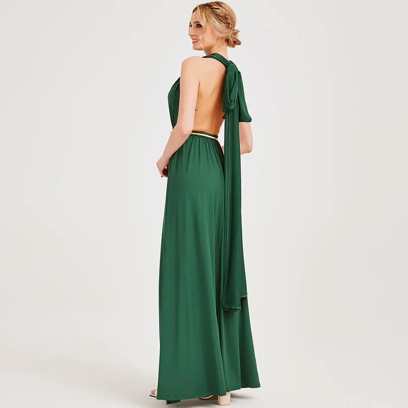 [Final Sale] Emerald Green Infinity Wrap Maxi Bridesmaid Dress
