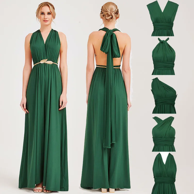 [Final Sale] Emerald Green Infinity Wrap Maxi Bridesmaid Dress