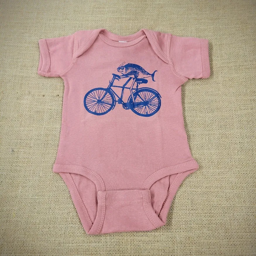 Fish on a Bicycle Onesie - Mauvelous